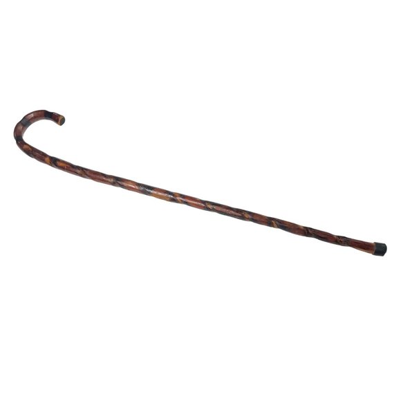 Twisted Wood Walking Stick Cane Crook Handle Gentlemen Vintage Folk Art u Rubber - Picture 3 of 9